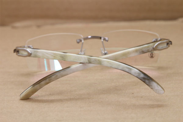 Cartier Rimless T8100907  Genuine White Inside Black Buffalo Horn Optical in Gold