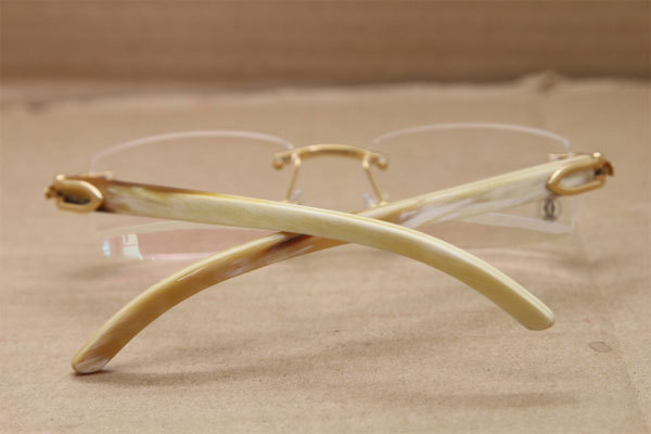 Cartier Rimless T8100903 Rimless White Genuine Natural Buffalo Horn Optical in Gold