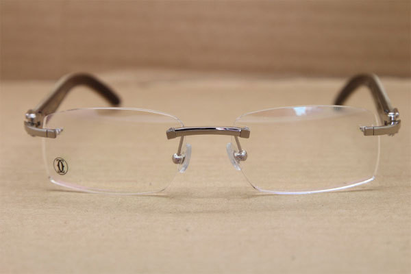 Cartier Rimless T8100903 White Inside Black Buffalo Horn Original Optical in Gold