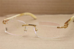 Cartier Rimless T8100903 Rimless White Genuine Natural Buffalo Horn Optical in Gold