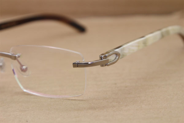 Cartier Rimless T8100907  Genuine White Inside Black Buffalo Horn Optical in Gold