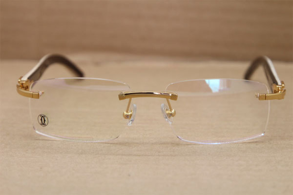 Cartier Rimless T8100907  Genuine White Inside Black Buffalo Horn Optical in Gold