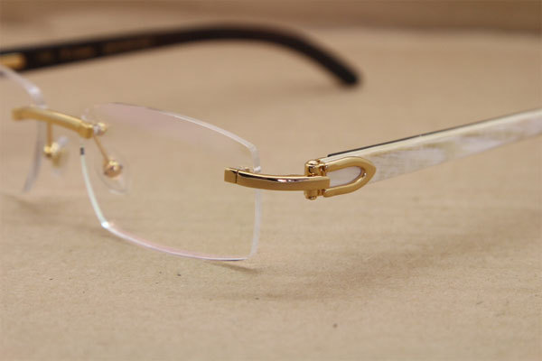 Cartier Rimless T8100903 White Inside Black Buffalo Horn Original Optical in Gold