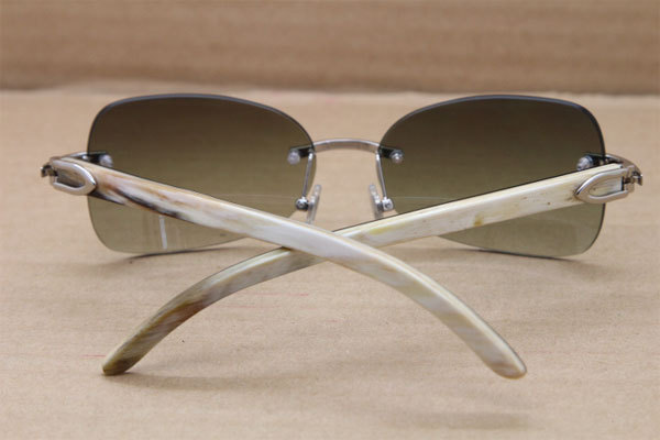 Genuine Natural Buffalo horn White inside Black Rimless Sunglasses Rimless Butterfly T8100864 Brand Glasses