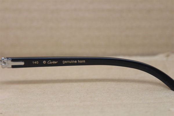 Cartier Rimless 3524012 Black Buffalo Horn Glasses in Gold