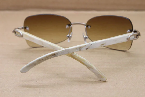 sunglasses T8100864 men luxury brand designer Rimless White Buffalo Horn Glasses Genuine Natural Sunglasses