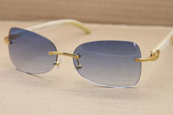 sunglasses T8100864 men luxury brand designer Rimless White Buffalo Horn Glasses Genuine Natural Sunglasses