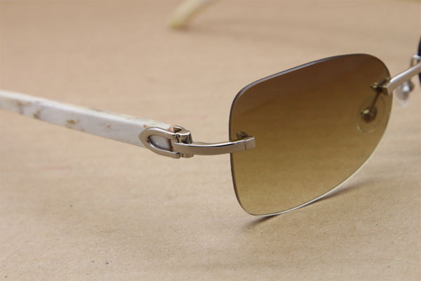 sunglasses T8100864 men luxury brand designer Rimless White Buffalo Horn Glasses Genuine Natural Sunglasses