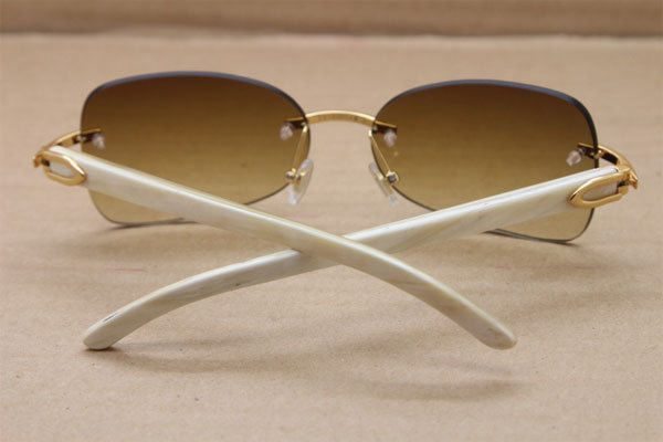 sunglasses T8100864 men luxury brand designer Rimless White Buffalo Horn Glasses Genuine Natural Sunglasses