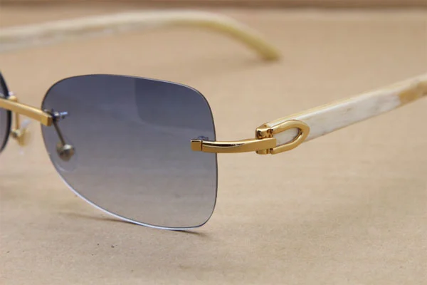 sunglasses T8100864 men luxury brand designer Rimless White Buffalo Horn Glasses Genuine Natural Sunglasses