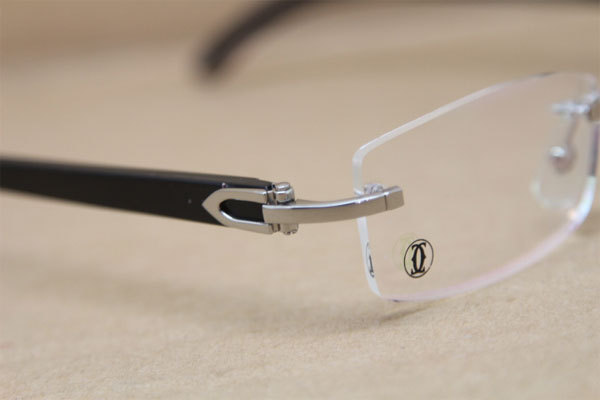 Cartier Rimless 3524012 Black Buffalo Horn Glasses in Gold