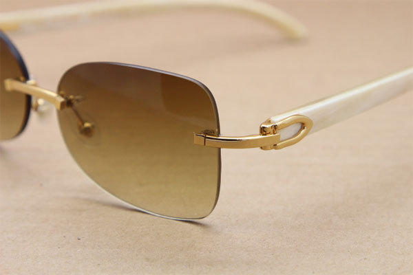 sunglasses T8100864 men luxury brand designer Rimless White Buffalo Horn Glasses Genuine Natural Sunglasses