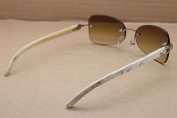 sunglasses T8100864 men luxury brand designer Rimless White Buffalo Horn Glasses Genuine Natural Sunglasses