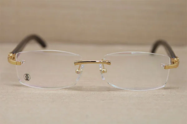 Cartier Rimless 3524012 Black Buffalo Horn Glasses in Gold