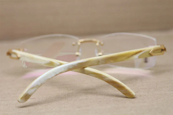 Cartier Rimless 3524012 White Genuine Natural Original Eyeglasses in Gold