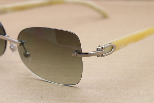 sunglasses T8100864 men luxury brand designer Rimless White Buffalo Horn Glasses Genuine Natural Sunglasses