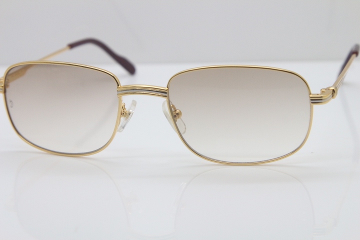 Cartier CT Metal 1188006 Sunglasses in Gold Mix Silver Brown Lens New luxury brand Sunglasses