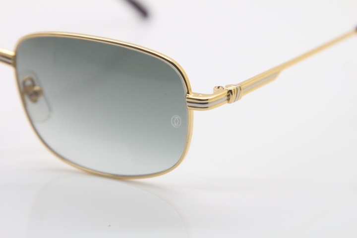 Cartier CT Metal 1188006 Sunglasses in Gold Mix Silver Brown Lens New luxury brand Sunglasses