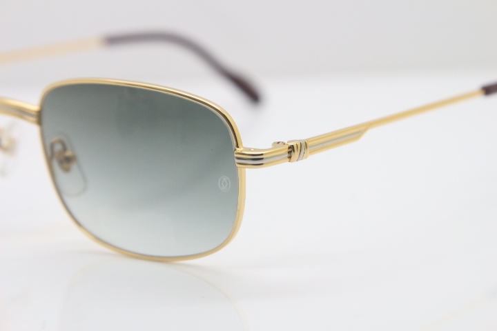 Cartier CT Metal 1188006 Sunglasses in Gold Mix Silver Brown Lens New luxury brand Sunglasses