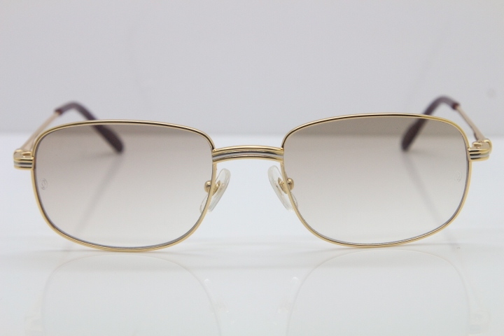 Cartier CT Metal 1188006 Sunglasses in Gold Mix Silver Brown Lens New luxury brand Sunglasses