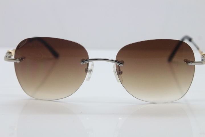 Cartier Luxury brand Sunglasses CT Metal Rimless 6725358 Sunglasses in Silver