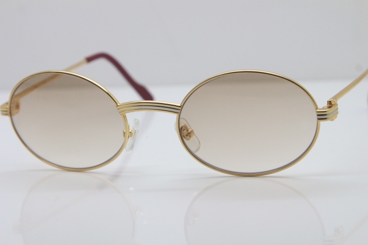 Cartier Manufacturers wholesale 1186111 Round Metal Sunglasses Exquisite Glasses