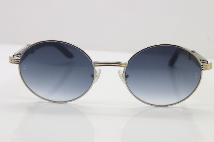 Cartier Hot 7550178 Black Mix White Genuine Natural Sunglasses Vintage Buffalo horn Sun Glasses Original Wholesale Metal Material Size:57