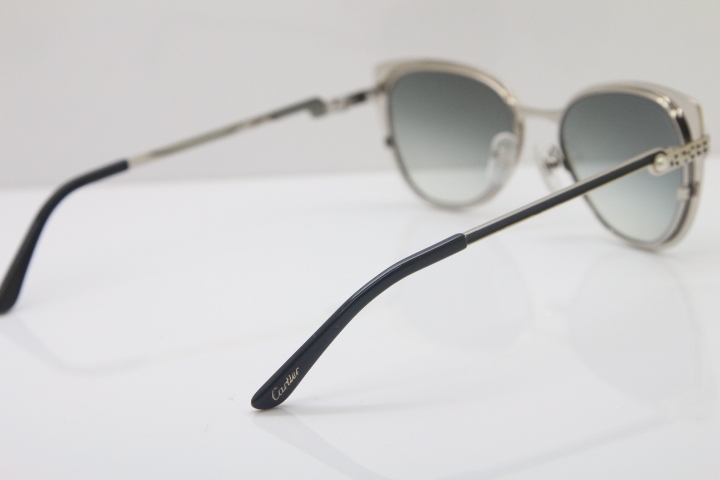 Cartier CT Hot Metal 6338248 Original Sunglasses in Black Silver Brown Lens New luxury brand Sunglasses 