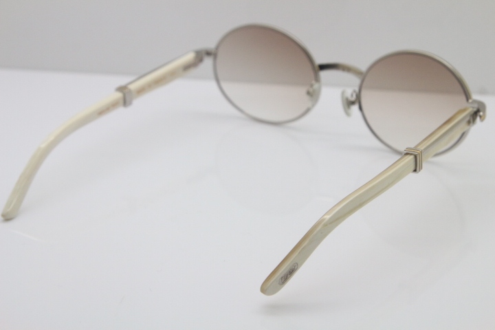 Cartier Hot 7550178 Sunglasses Vintage White Genuine Natural Sun Glasses Original Wholesale Metal Material Size:57