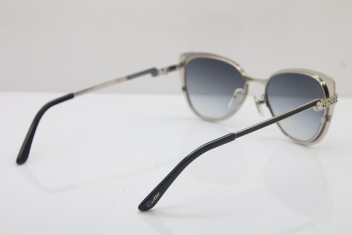 Cartier CT Hot Metal 6338248 Original Sunglasses in Black Silver Brown Lens New luxury brand Sunglasses 