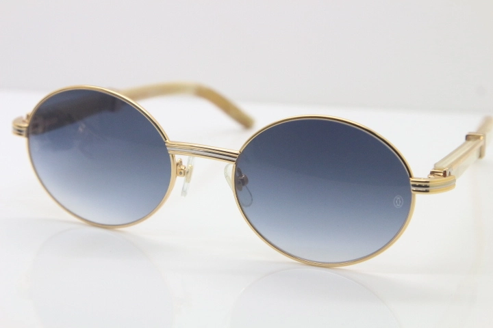 Cartier Hot 7550178 Sunglasses Vintage White Genuine Natural Sun Glasses Original Wholesale Metal Material Size:57