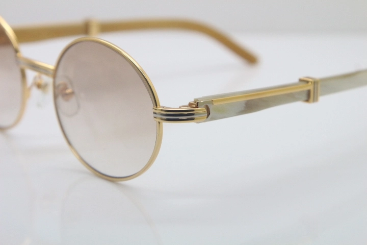 Cartier Hot 7550178 Sunglasses Vintage White Genuine Natural Sun Glasses Original Wholesale Metal Material Size:57