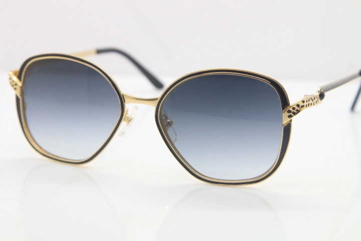 Cartier Metal 6338246 Original Sunglasses in Black Gold Brown Lens Men luxury brand Sunglasses