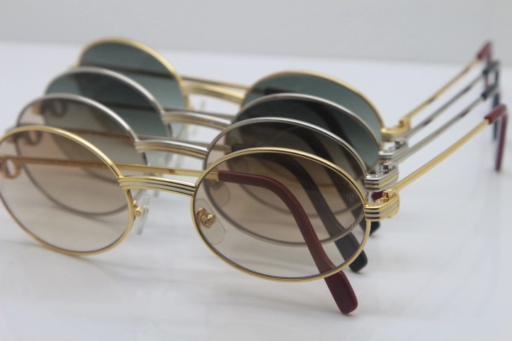 Cartier Manufacturers wholesale 1186111 Round Metal Sunglasses Exquisite Glasses