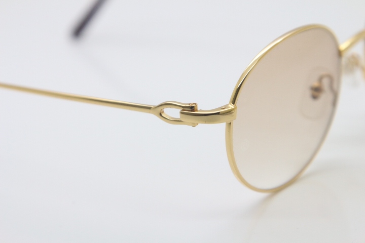 Cartier CT Metal 6410163 Sunglasses Gold Brown Lens 