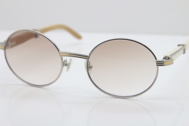 Cartier Hot 7550178 Sunglasses Vintage White Genuine Natural Sun Glasses Original Wholesale Metal Material Size:57