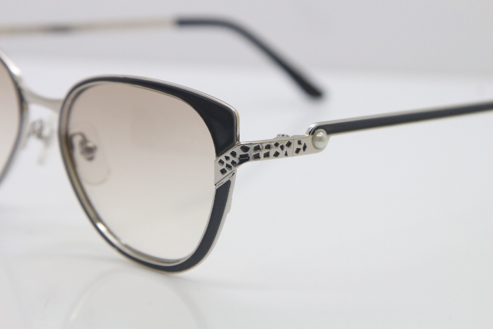 Cartier CT Hot Metal 6338248 Original Sunglasses in Black Silver Brown Lens New luxury brand Sunglasses 