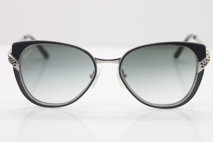 Cartier CT Hot Metal 6338248 Original Sunglasses in Black Silver Brown Lens New luxury brand Sunglasses 