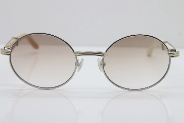 Cartier Hot 7550178 Sunglasses Vintage White Genuine Natural Sun Glasses Original Wholesale Metal Material Size:57