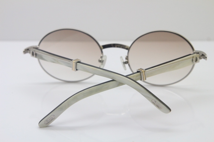 Cartier Hot 7550178 Black Mix White Genuine Natural Sunglasses Vintage Buffalo horn Sun Glasses Original Wholesale Metal Material Size:57