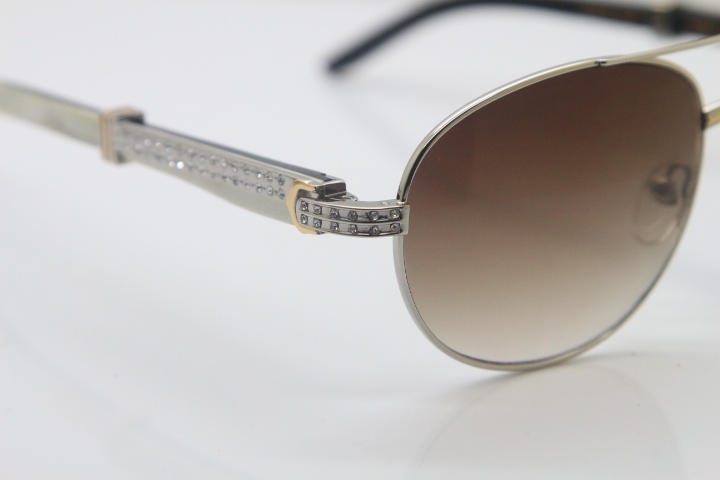 Carter CT Diamond 569 Black Mix White Genuine Natural Original Buffalo horn Sunglasses Gold Brown Lens Limited edition