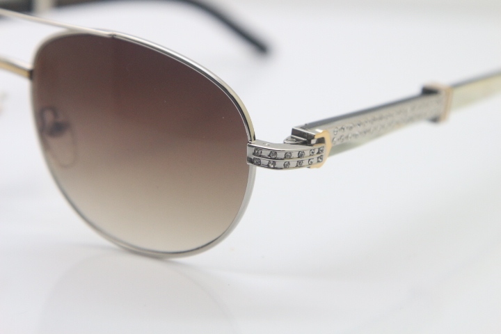 Carter CT Diamond 569 Black Mix White Genuine Natural Original Buffalo horn Sunglasses Gold Brown Lens Limited edition