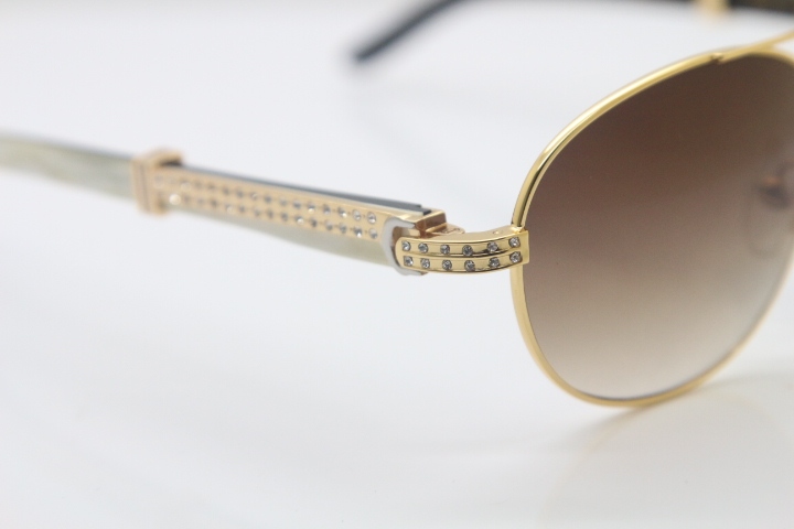 Carter CT Diamond 569 Black Mix White Genuine Natural Original Buffalo horn Sunglasses Gold Brown Lens Limited edition