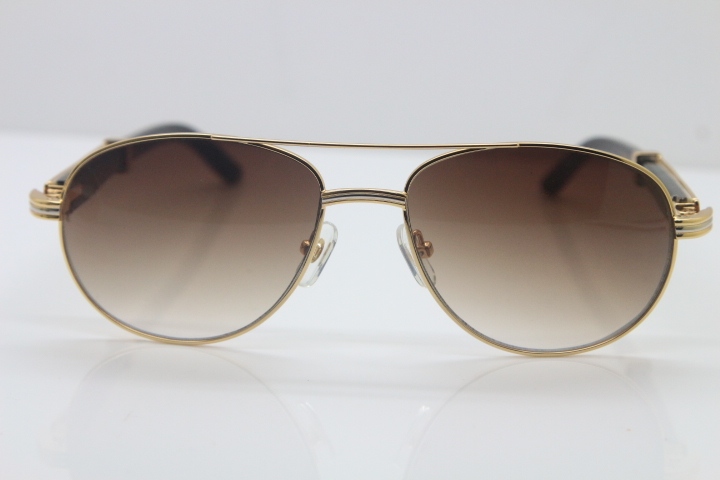 Cartier 569 Black Mix White Genuine Natural Limited edition Sunglasses in Gold Brown Lens