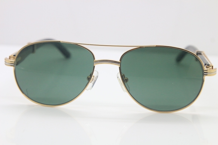 Cartier 569 Black Mix White Genuine Natural Limited edition Sunglasses in Gold Brown Lens