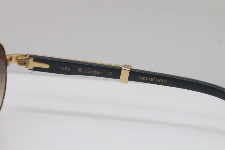 Cartier 569 Black Mix White Genuine Natural Limited edition Sunglasses in Gold Brown Lens