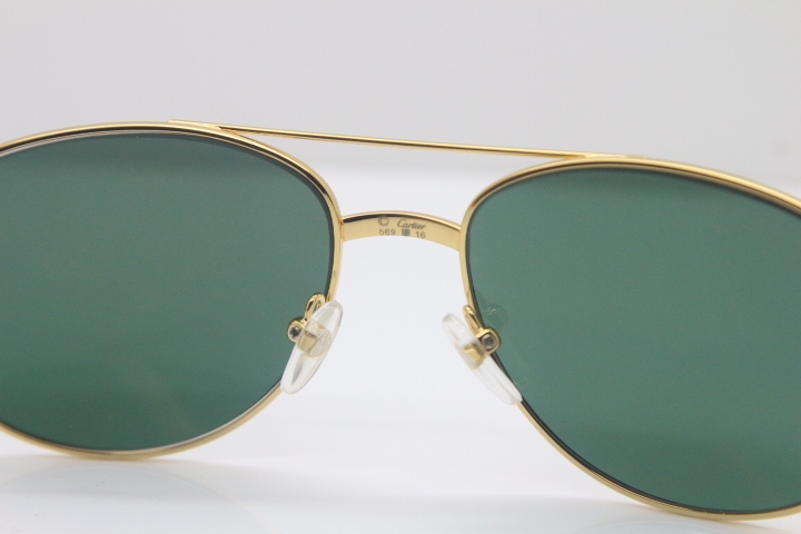 Cartier CT Diamond 569 White Genuine Natural Original Buffalo horn Sunglasses Gold Dark Lens