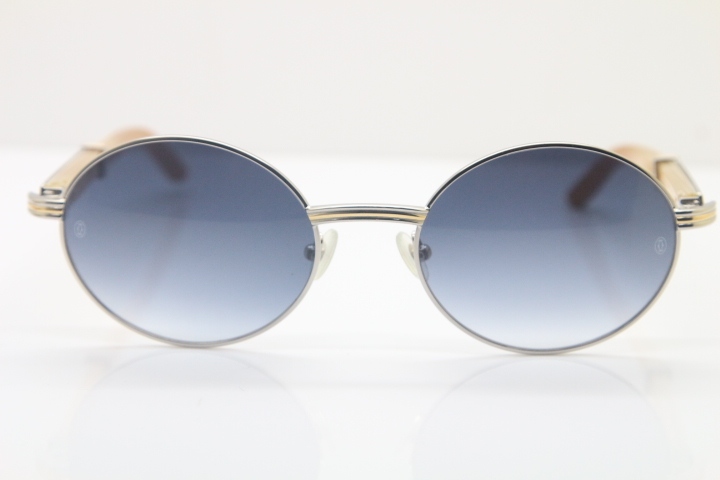 Wholesale Cartier 7550178 White Genuine Natural Original Buffalo horn Sunglasses in Gold Brown Lens Size:55