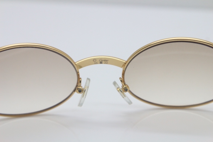 Wholesale Cartier 7550178 White Genuine Natural Original Buffalo horn Sunglasses in Gold Brown Lens Size:55