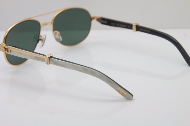 Cartier 569 Black Mix White Genuine Natural Limited edition Sunglasses in Gold Brown Lens